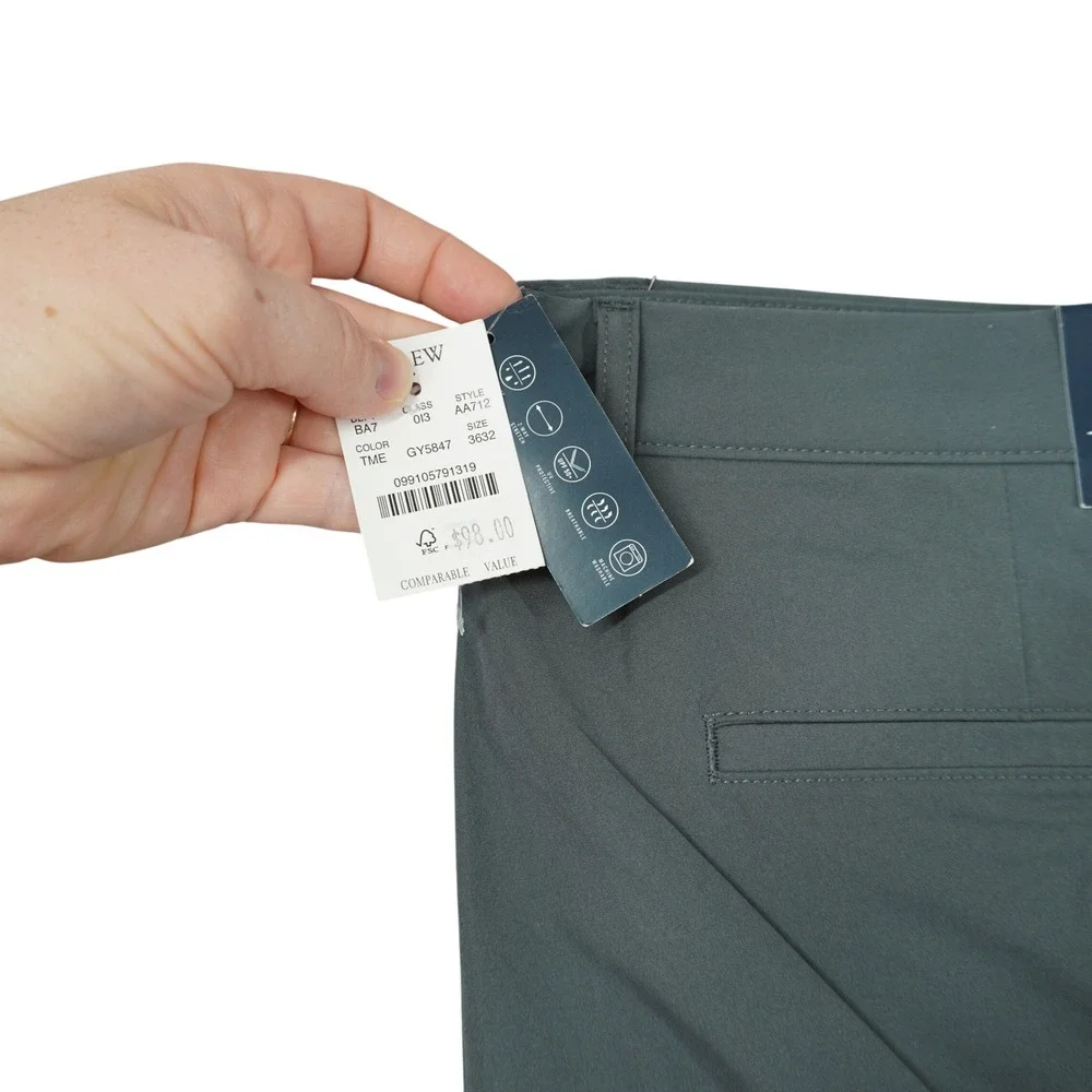 J. Crew Flex Slim Fit Tech Chino Pants Mens 36x32 Grey Green NWT Business Casual